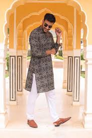 Black printed kurta